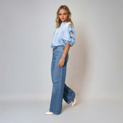 Blouse "Denim Lips Cut-Out"