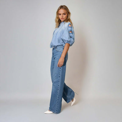 Blouse "Denim Lips Cut-Out"