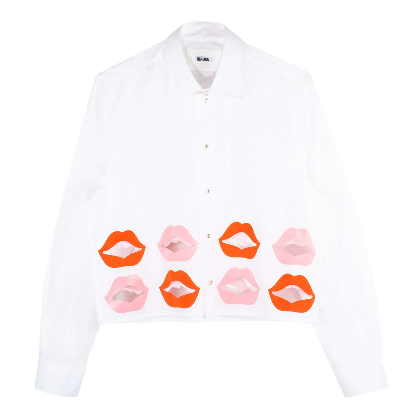 Crop Shirt "Lips" - white (Front)