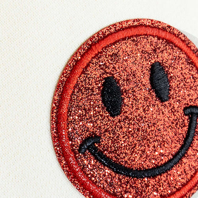 Crop Hoodie "Smiles" - creme (Detail)