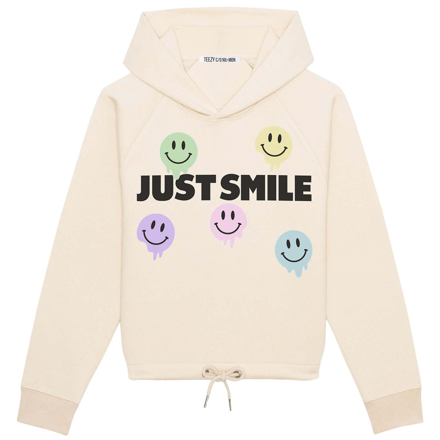 Crop Hoodie "TZ Smile" - creme