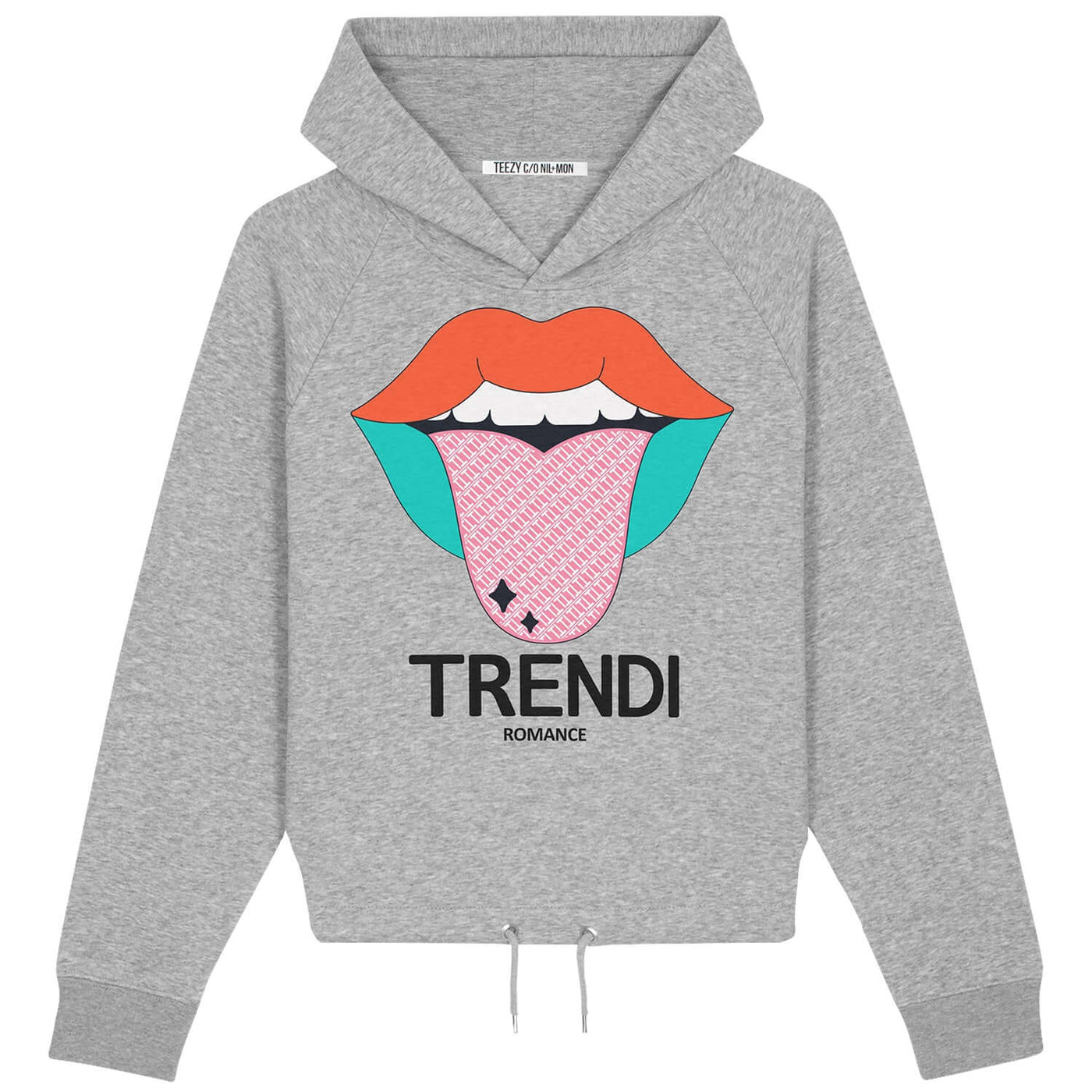 Crop Hoodie "TZ Trendi" - heather grey