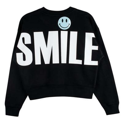 Crop Sweatshirt "Smile" - black (Back)