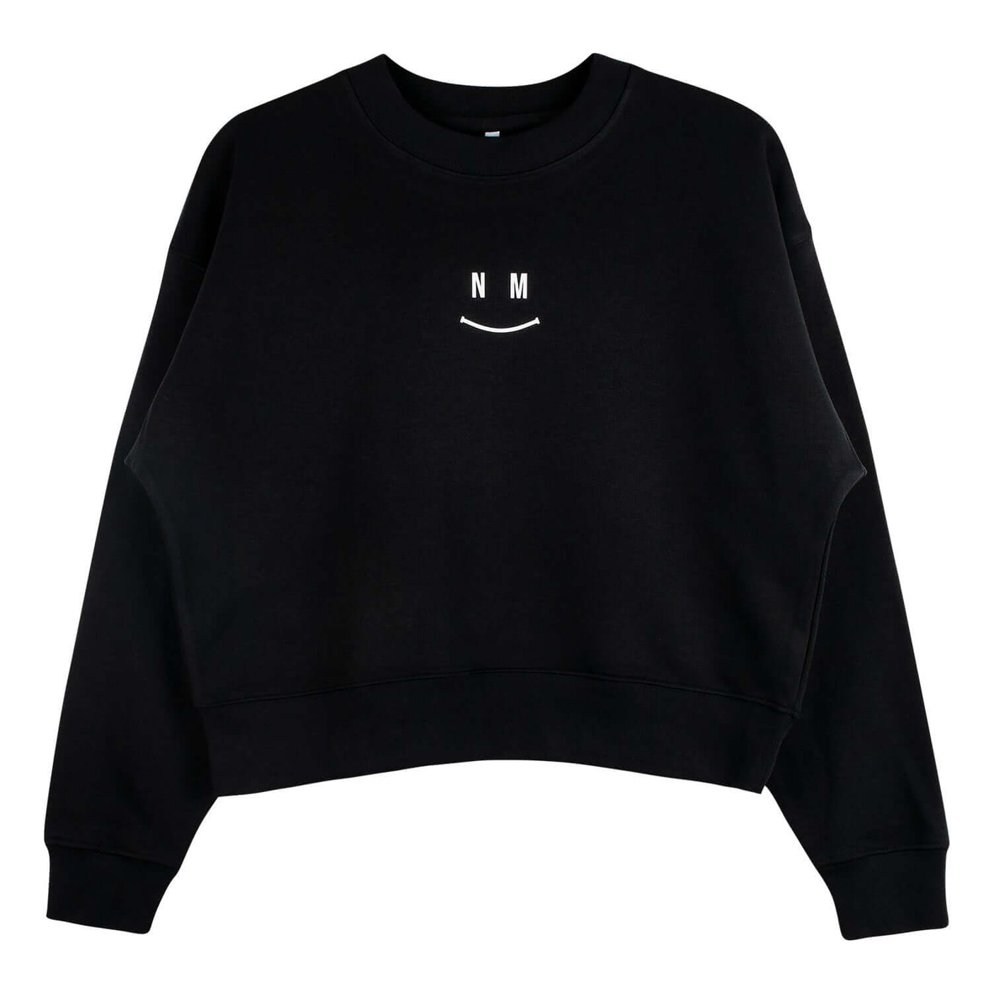 Crop Sweatshirt "Smile" - black (Front)