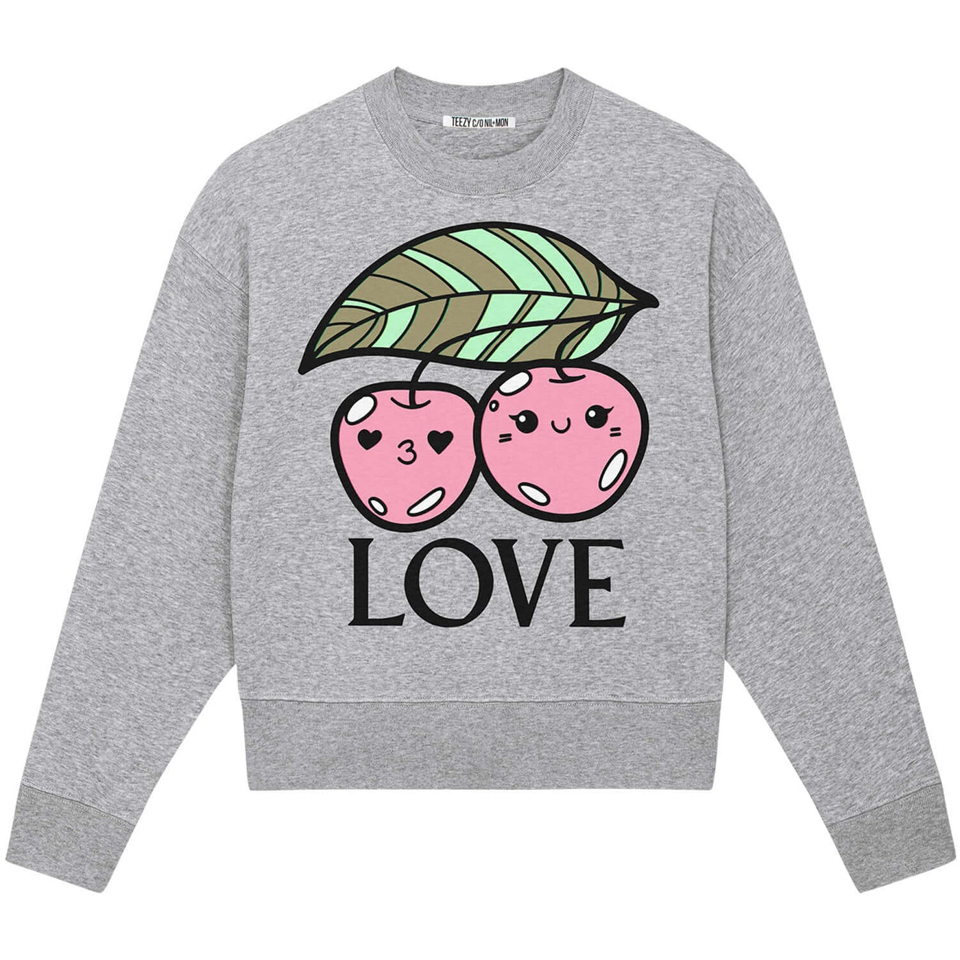 Crop Sweatshirt "TZ Cherry" - heather grey