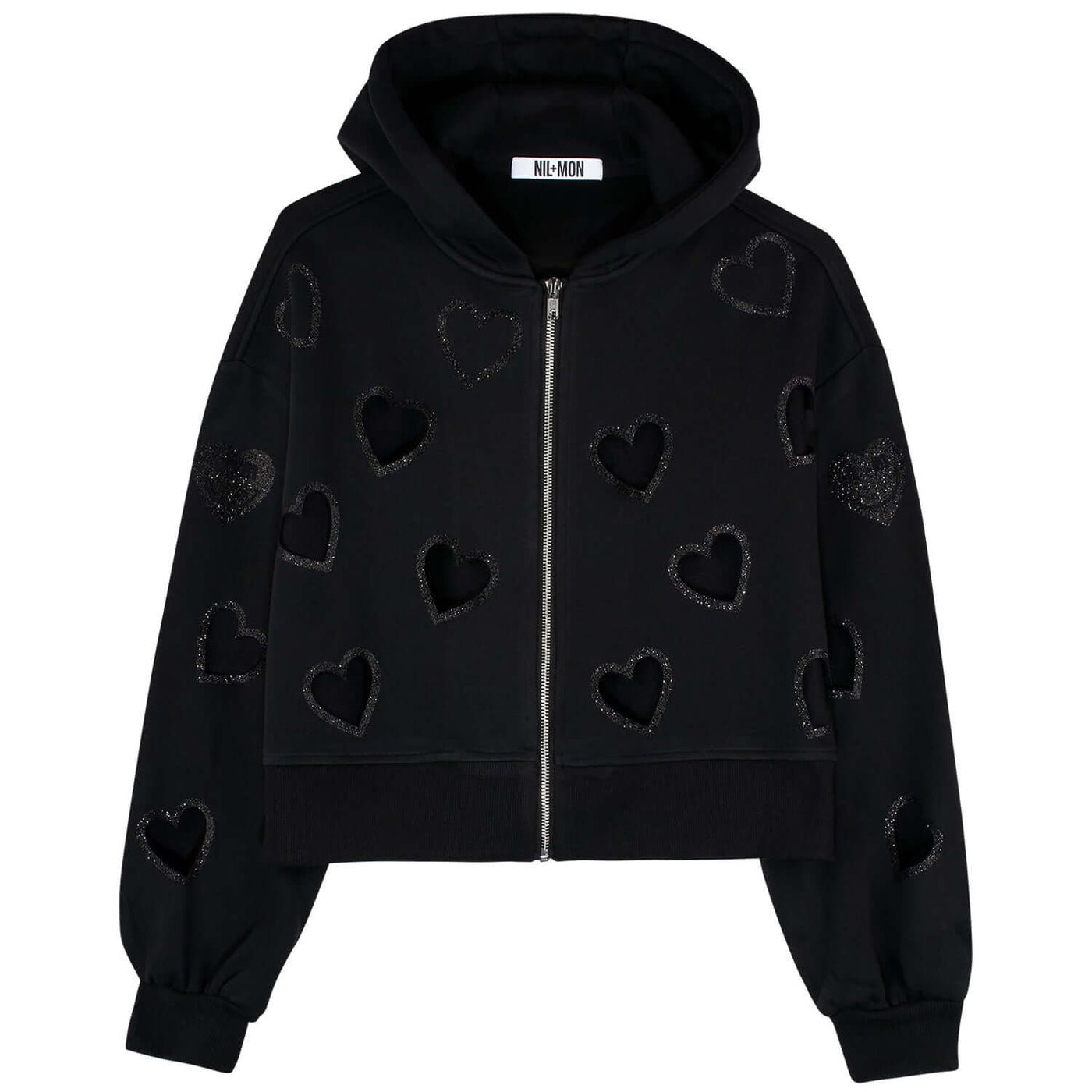NIL+MON Crop Zip Hoodie "Flying Hearts"