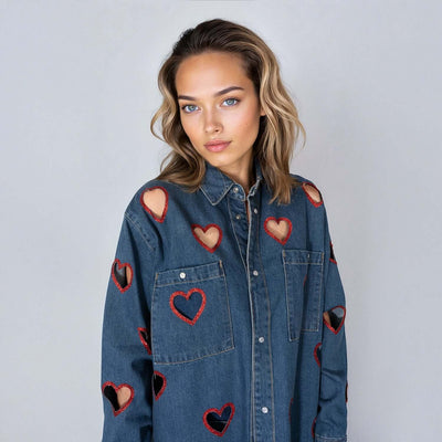 Denim Shirt "Flying Hearts Cut-Out"