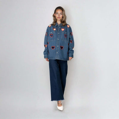 Denim Shirt "Flying Hearts Cut-Out"