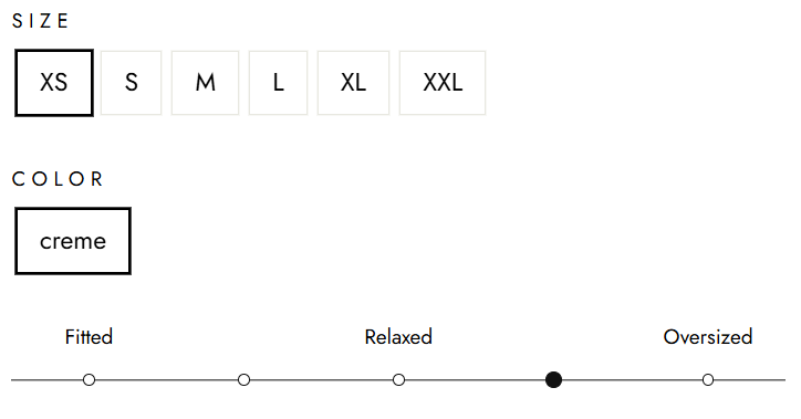 NIL+MON size and fit indicator on product page