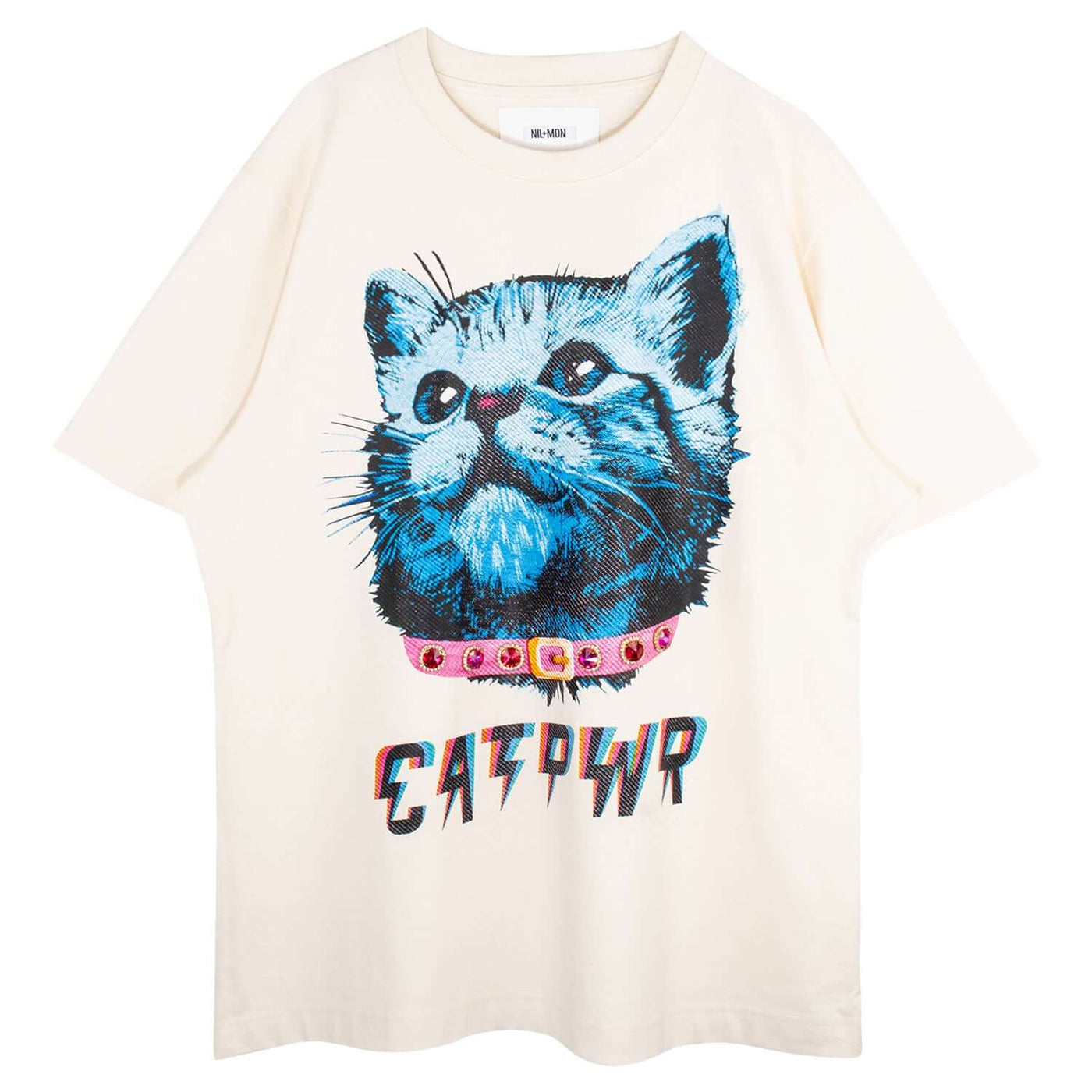 Oversize Tee "Cat PWR" - creme