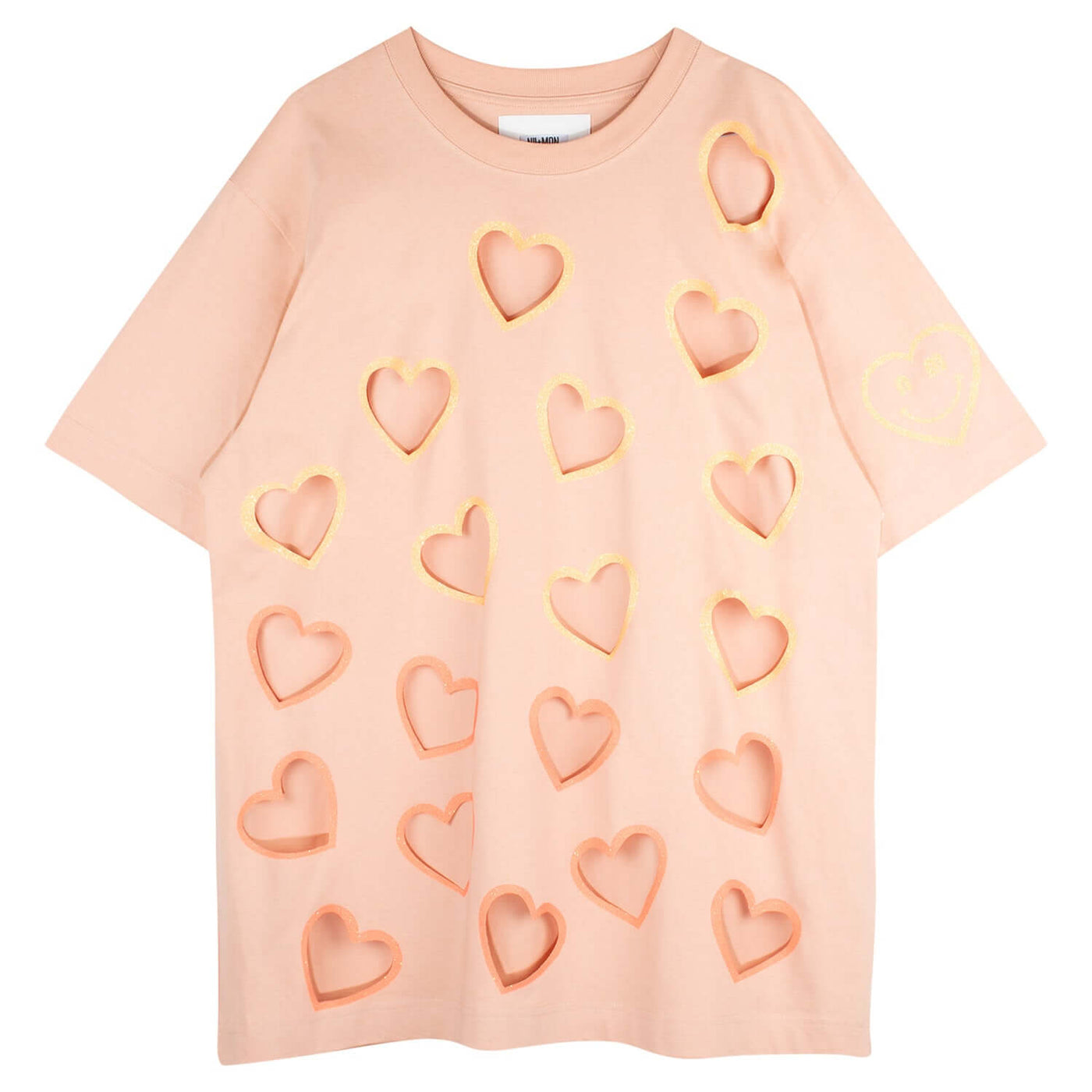 Oversize Tee "Flying Hearts" - peach