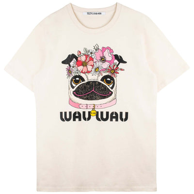 Oversize Tee "TZ FLWR Wau" - creme