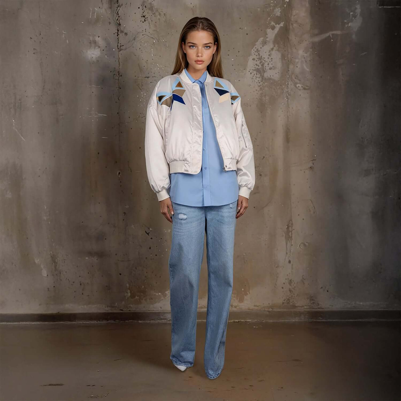 Short Bomber Jacket "Butterflies"