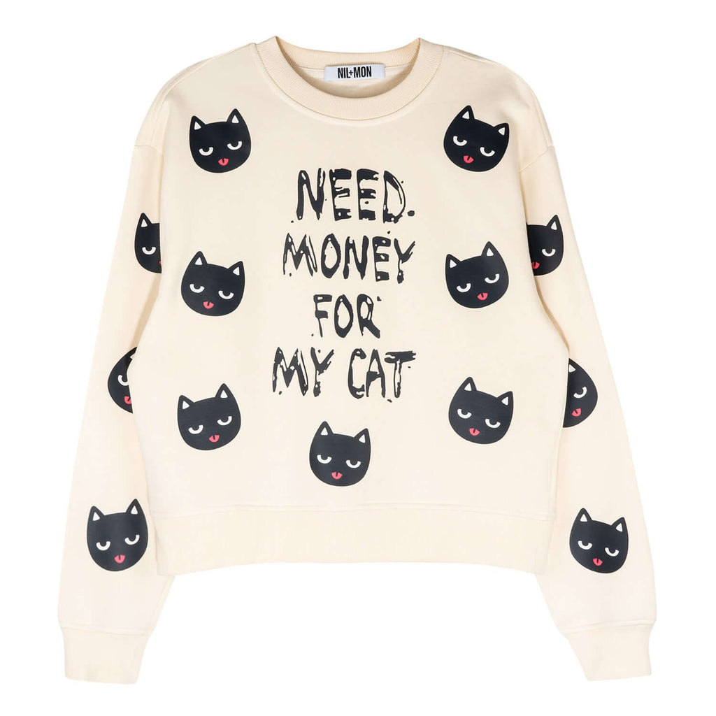JUEMI【Cat EMB Puff Sleeve Sweat】