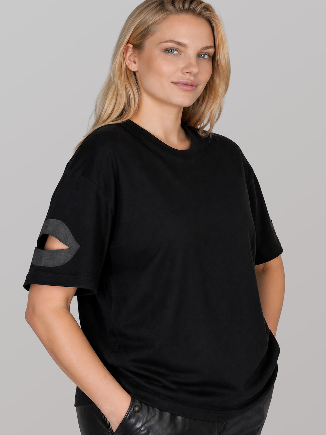 BOXY SHIRT - SIGNATURE LIPS BLACK