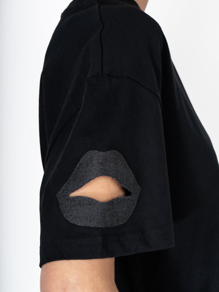 BOXY SHIRT - SIGNATURE LIPS BLACK