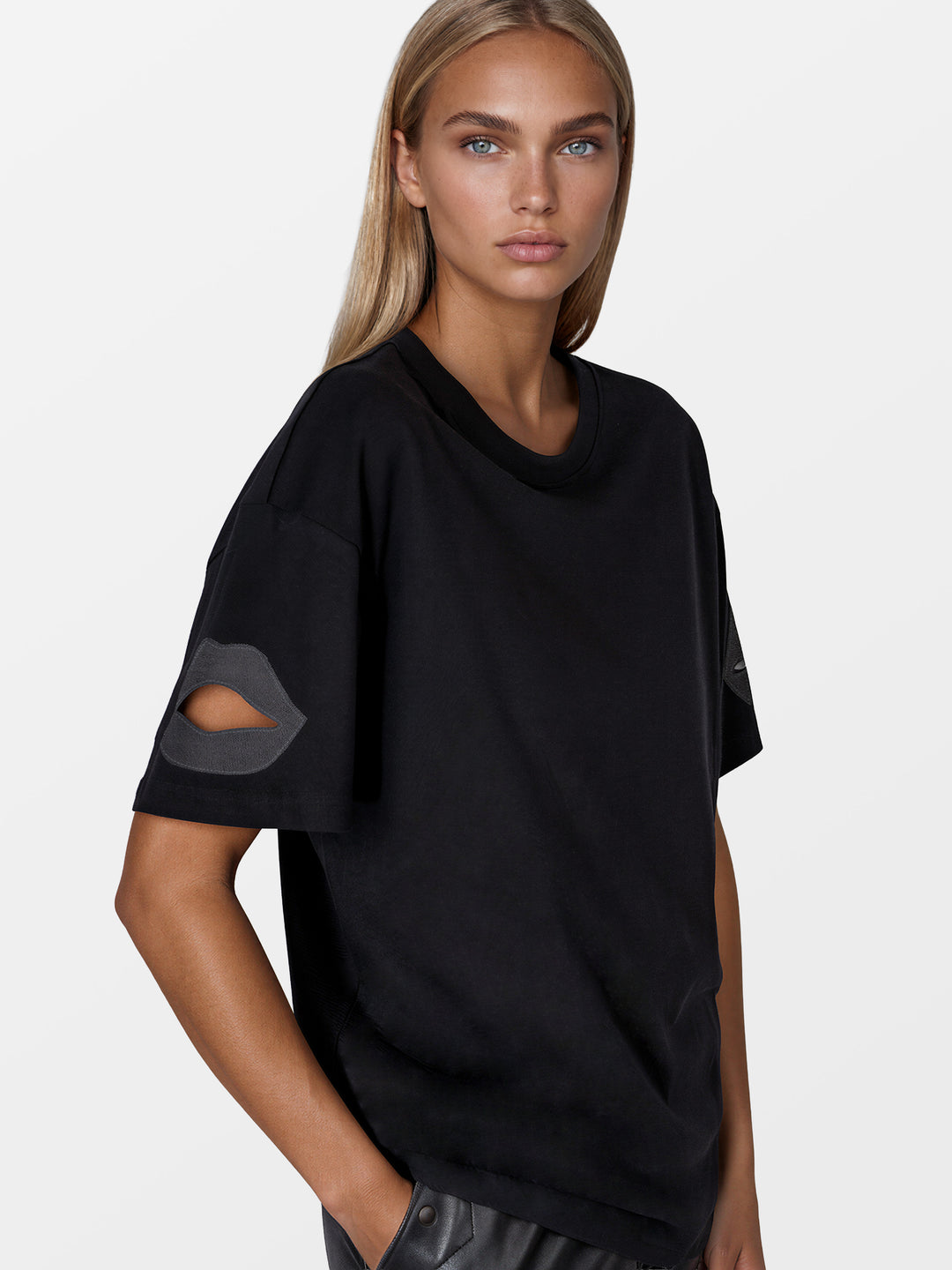 BOXY SHIRT - SIGNATURE LIPS BLACK