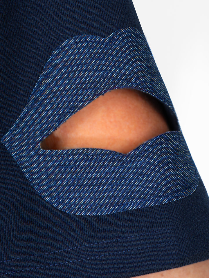 BOXY SHIRT - SIGNATURE LIPS DARK BLUE