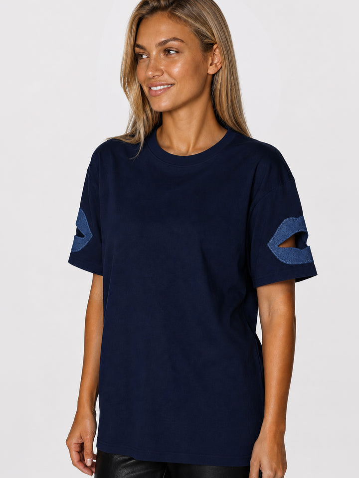 BOXY SHIRT - SIGNATURE LIPS DARK BLUE