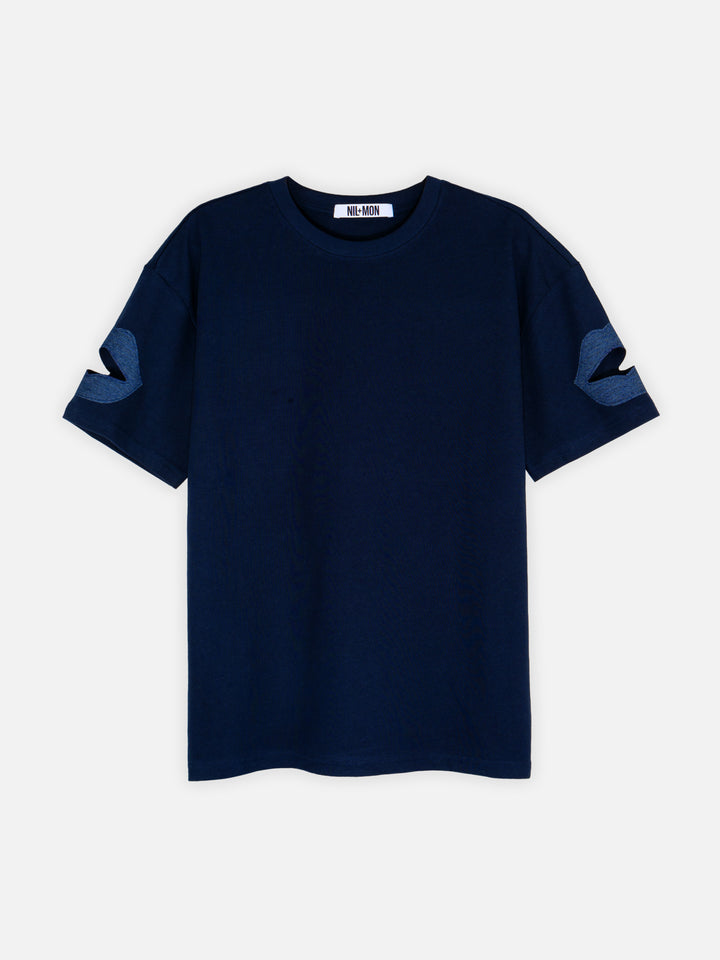 BOXY SHIRT - SIGNATURE LIPS DARK BLUE