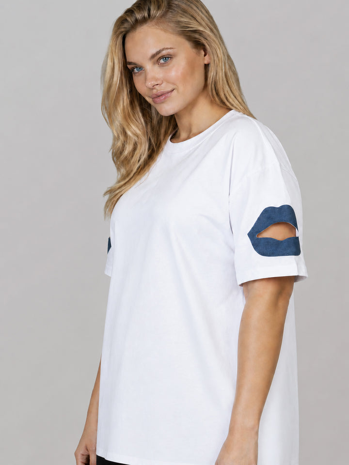 BOXY SHIRT - SIGNATURE LIPS WHITE