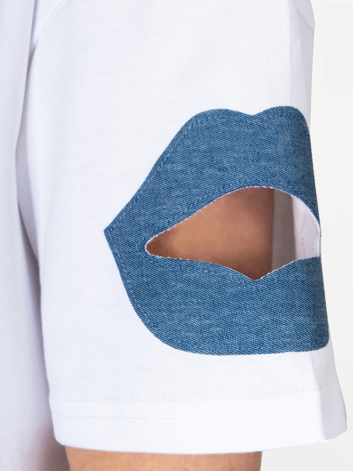 BOXY SHIRT - SIGNATURE LIPS WHITE