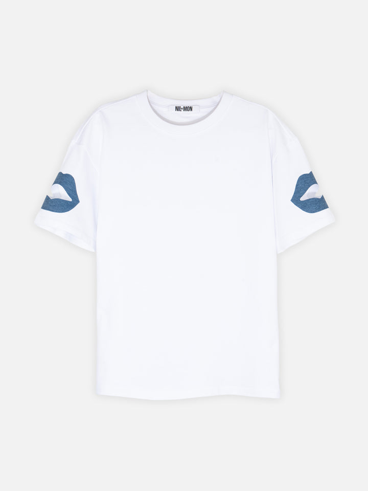 BOXY SHIRT - SIGNATURE LIPS WHITE