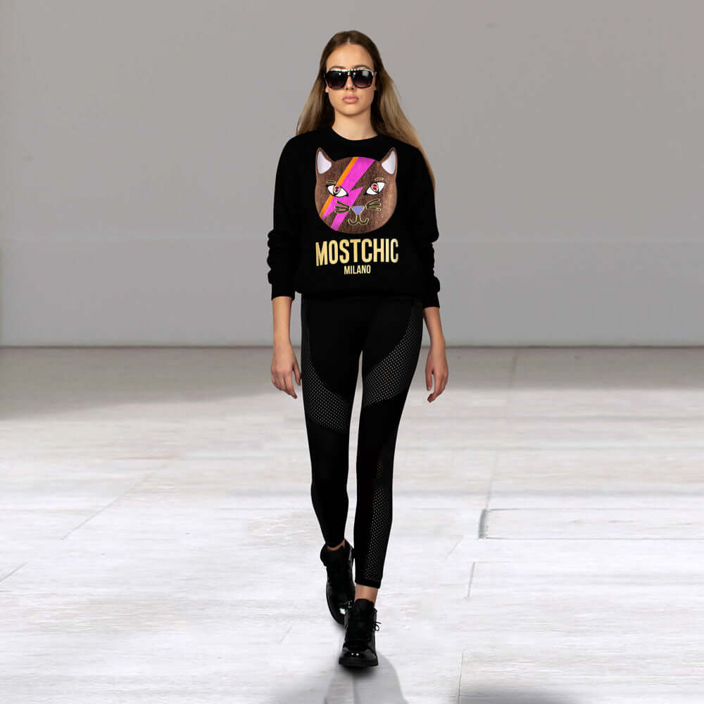 Sweatshirt "Chic Cat Gold" - black (Model)