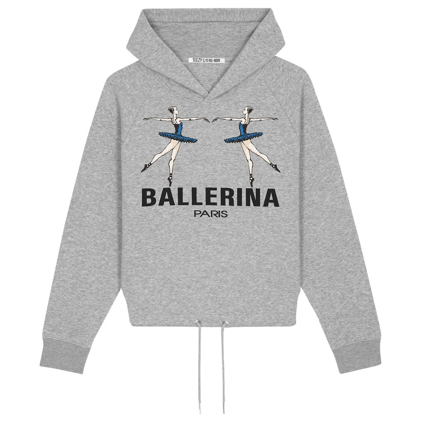 Crop Hoodie "TZ Ballerina" - heather grey