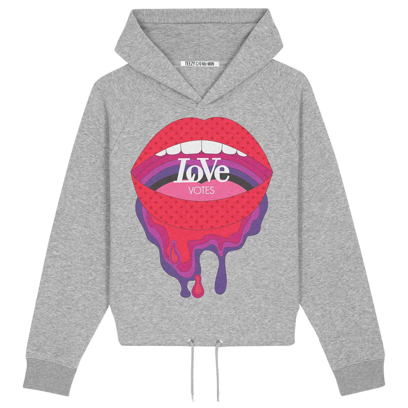 Crop Hoodie "TZ Love V" - heather grey