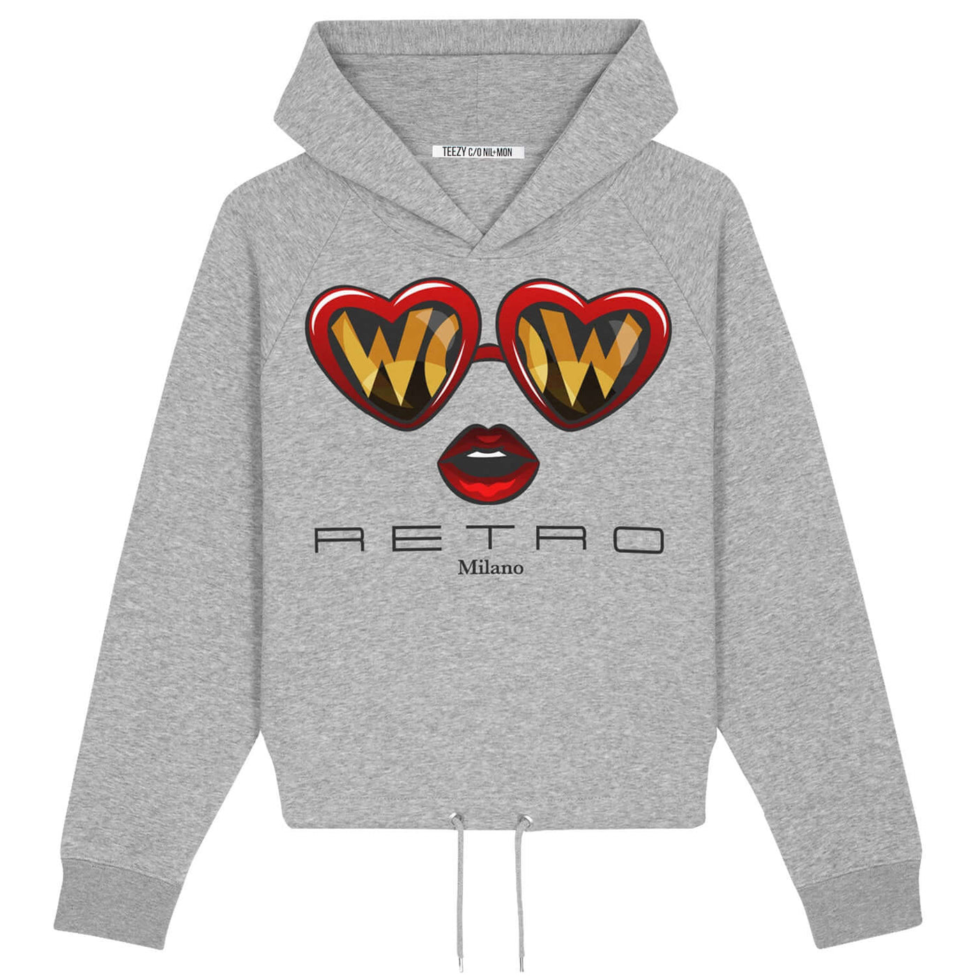 Crop Hoodie "TZ Retro" - heather grey