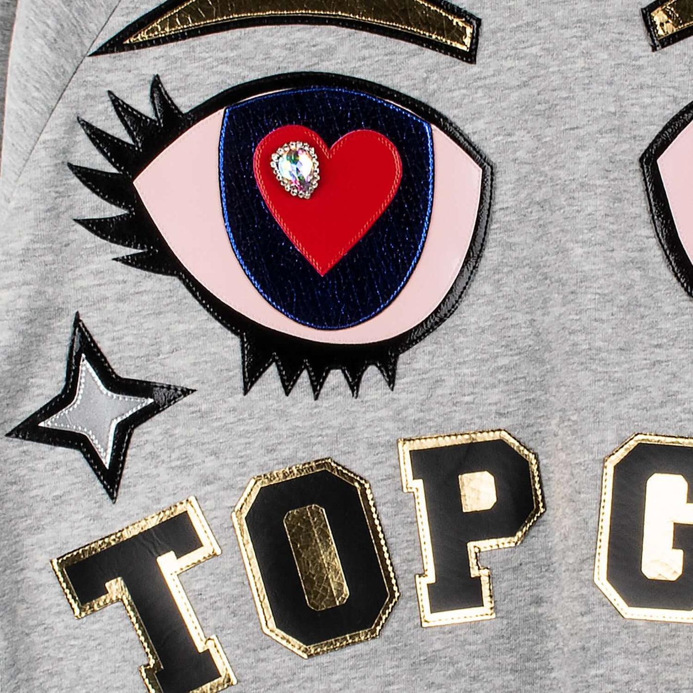 Crop Hoodie "Top GRL" - heather grey (Details)