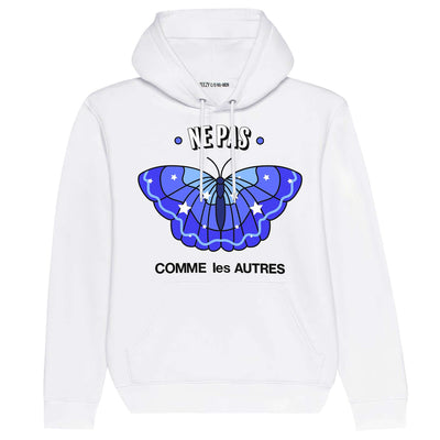 Hoodie "TZ Ne Pas Blue" - white