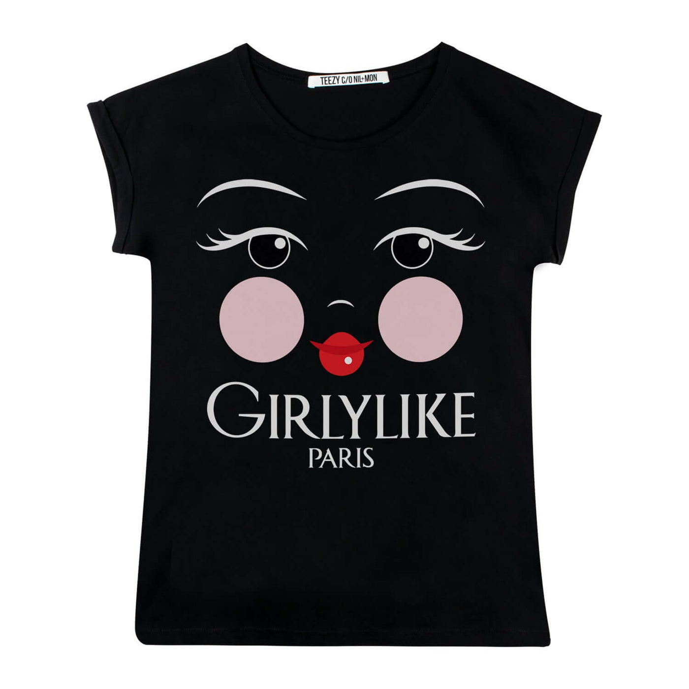 Roll-up Tee "TZ Girlylike" - black