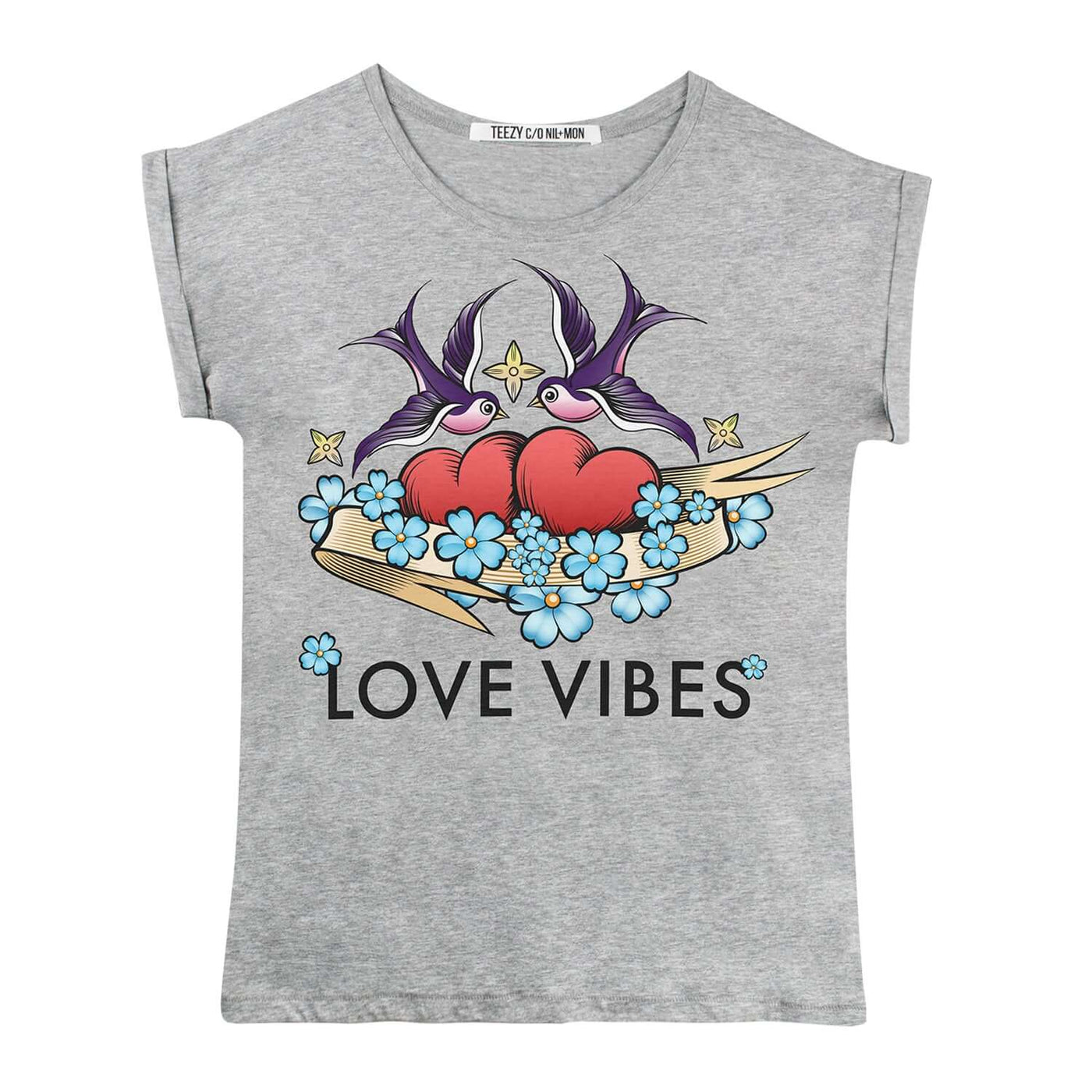 Roll-up Tee "TZ Vibes" - heather grey