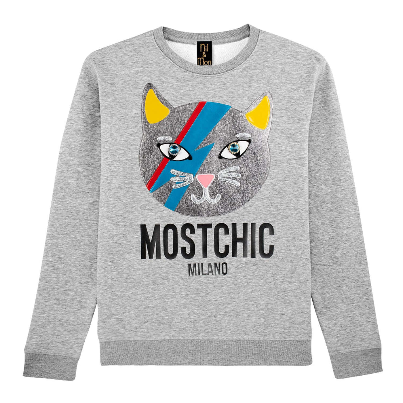 Sweatshirt "Chic Cat Silver" - heather grey