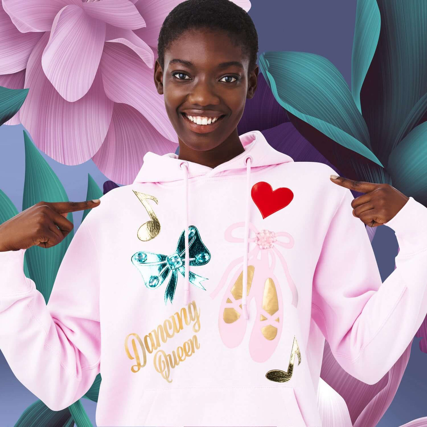 Sweatshirt "Dancing Queen" - light pink (Model)