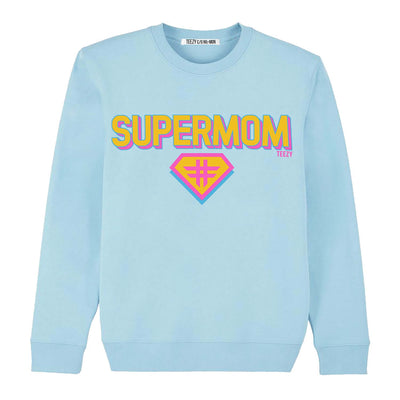 Sweatshirt "TZ Supermom" - light blue