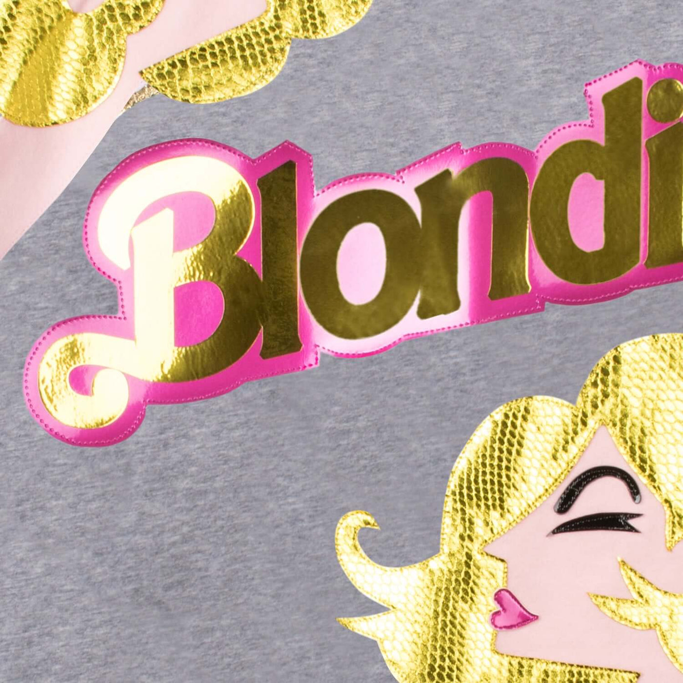 T-Shirt "Blondie Girl" - grey melange (detail application)