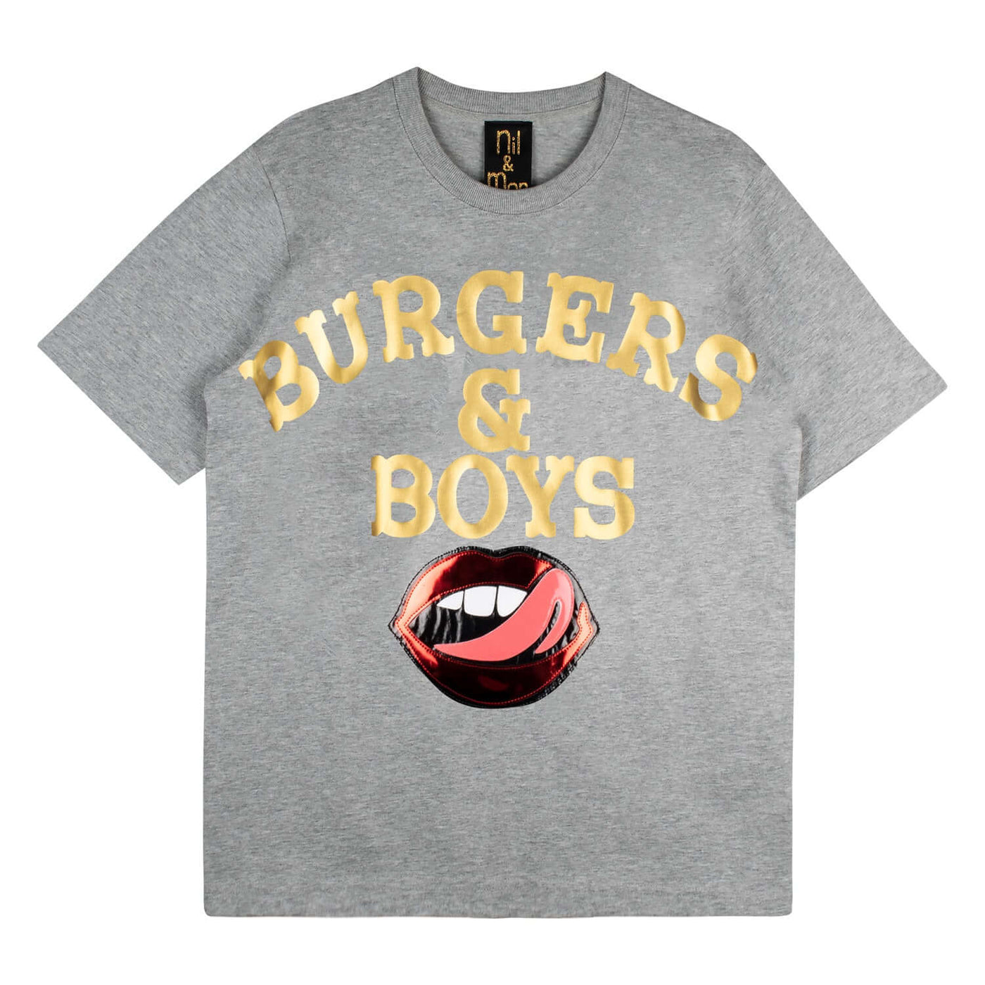 Oversize Tee "Boys & B." - grey melange