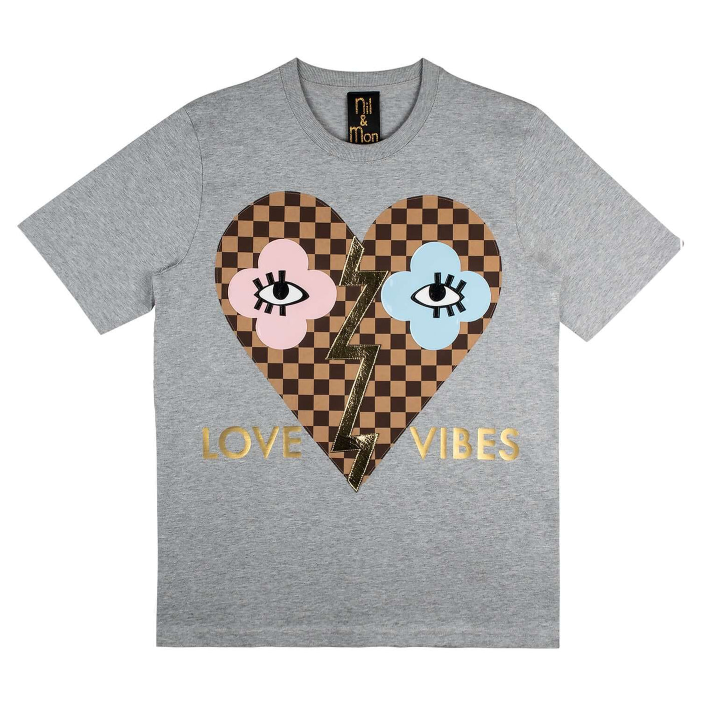 T-Shirt "Love Vibes" - grey melange