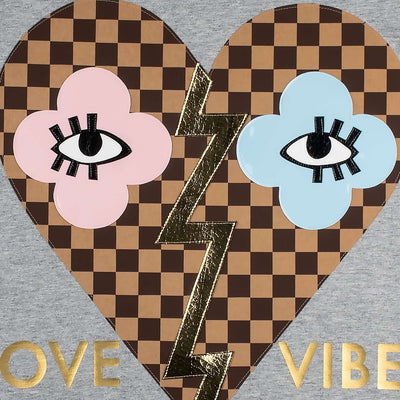 T-Shirt "Love Vibes" - grey melange (Detail)